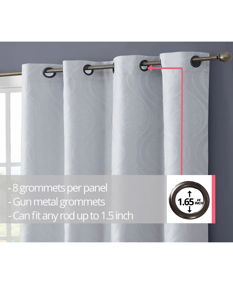 Hlc.me Montero Damask 100% Complete Blackout Shading Thermal Insulated Energy Efficient Heat/Cold Blocking Grommet Heavy Curtain Drapery Panels for Li