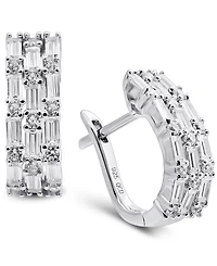 Arabella Cubic Zirconia Baguette Hoop Earrings in Sterling Silver