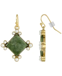 2028 Gold-Tone Semi Precious Aventurine Drop Earrings