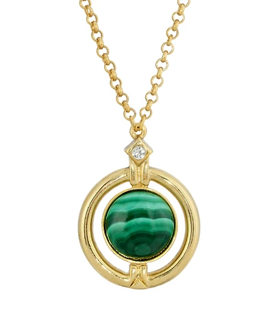 2028 Gold-Tone Round Semi Precious Necklace