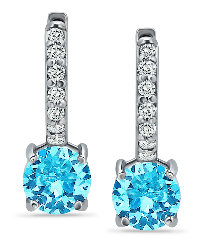Colored Cubic Zirconia Huggie Hoop Earrings Sterling Silver or 18k Gold over (Also Available Lab Created Opal)