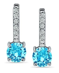 Colored Cubic Zirconia Huggie Hoop Earrings Sterling Silver or 18k Gold over (Also Available Lab Created Opal)