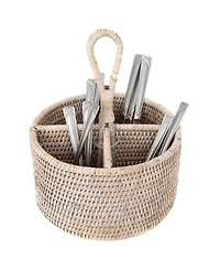 Artifacts Trading Company Artifacts Rattan Round 4 section Caddy/Cutlery Holder