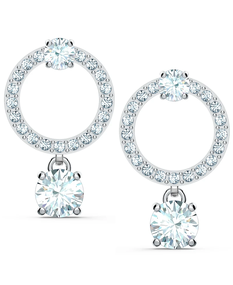 Swarovski Silver-Tone Crystal Circle & Charm Drop Earrings