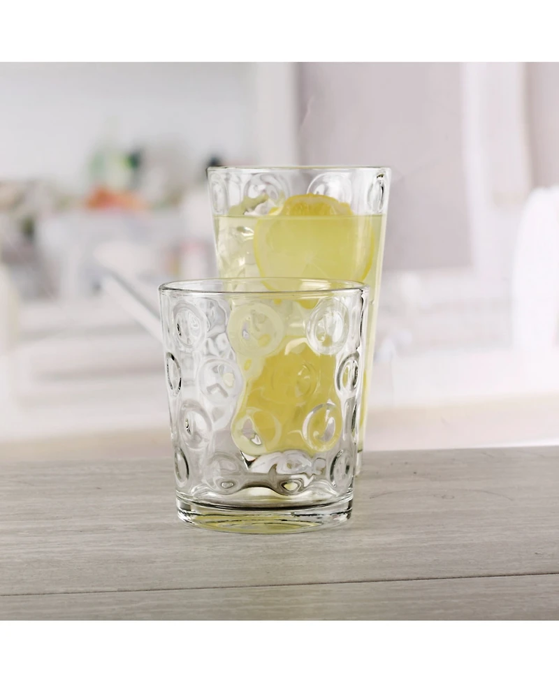 Circle Glass Double Circle Entertaining Glasses, Set of 16