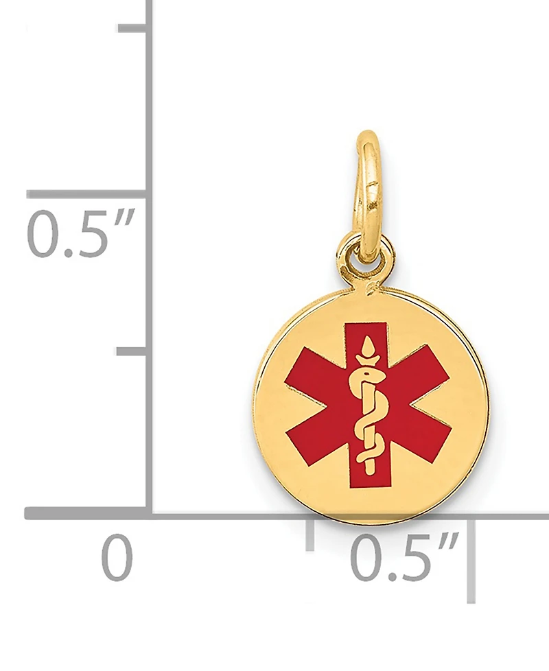 Medical Info Disc Charm Pendant in 14k Gold
