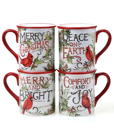 Certified International Evergreen Christmas 4 Piece Mug