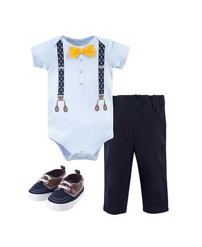 Little Treasure Baby Boys Cotton 3-Piece Layette Set with Footwear