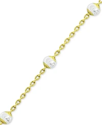 Giani Bernini Beaded Station Chain Necklace 18k Gold-Plated Silver, or Rose Silver Sterling 18" + 2" extender, Created fo
