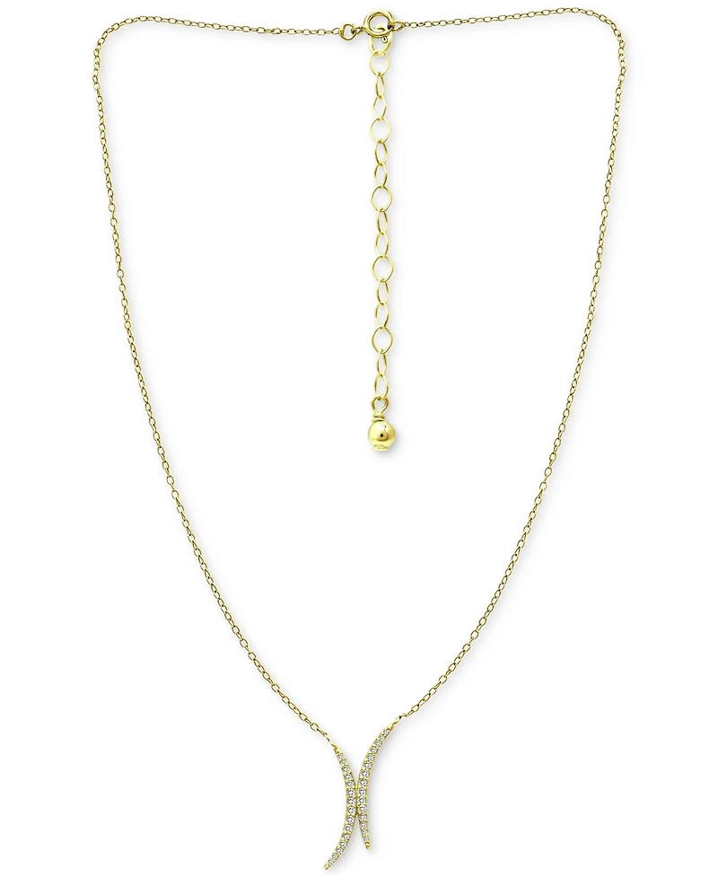 Giani Bernini Cubic Zirconia Double Curve 16" Statement Necklace, Created for Macy's