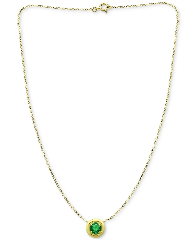 Giani Bernini Green Cubic Zirconia Framed 16" Pendant Necklace, Created for Macy's