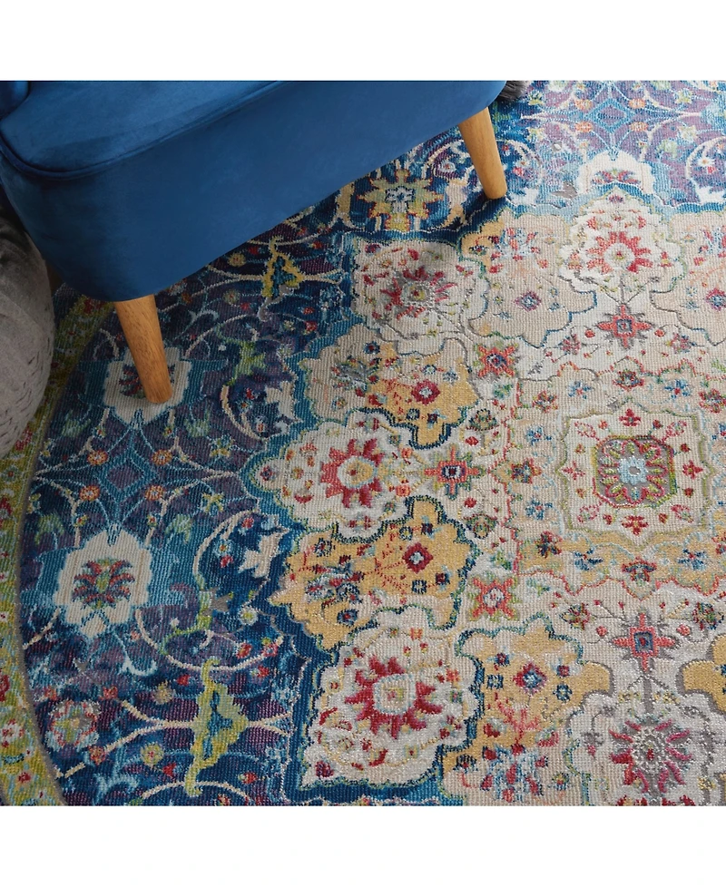 Nourison Home Ankara Global ANR03 Blue 4' Round Rug