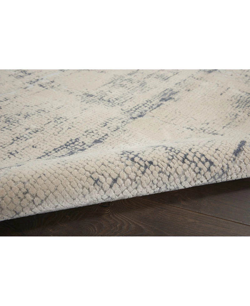 Nourison Home Rustic Textures RUS06 Ivory and Blue 3'11" x 5'11" Area Rug