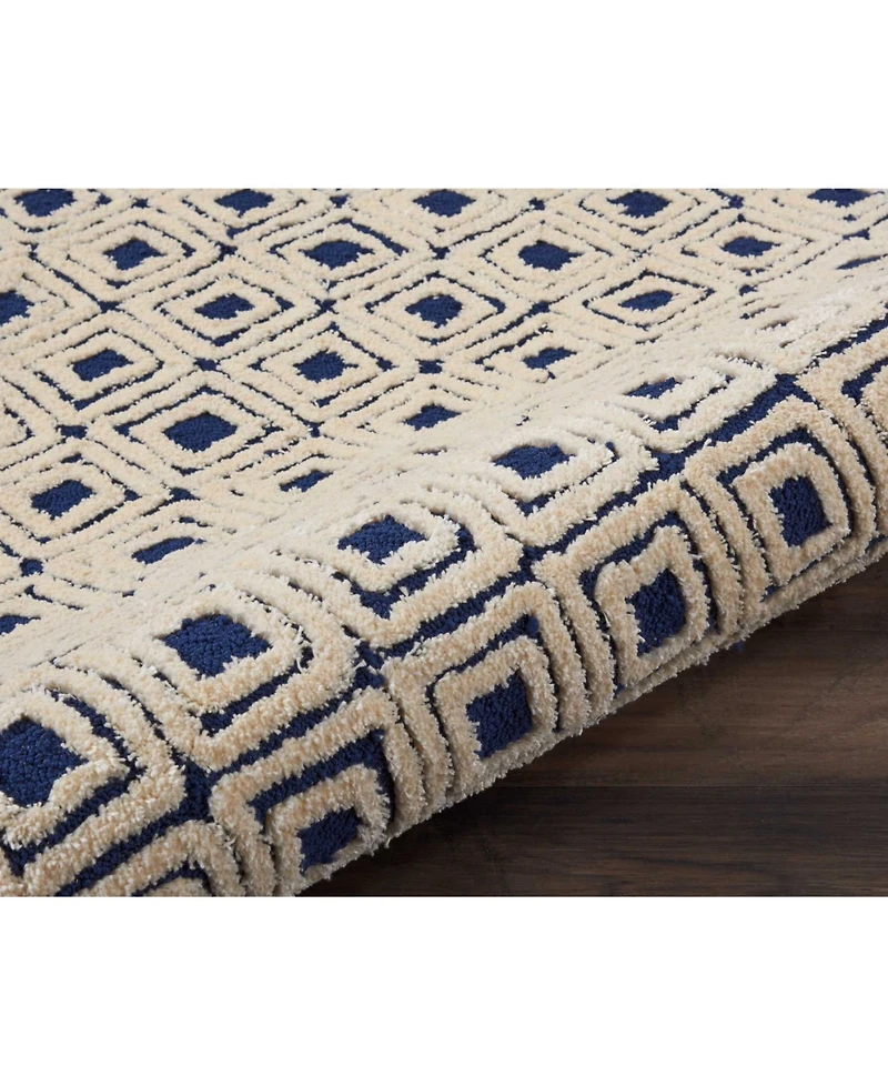 Nourison Home Deco Mod DEC02 Navy and Ivory 2'3" x 7'6" Runner Rug