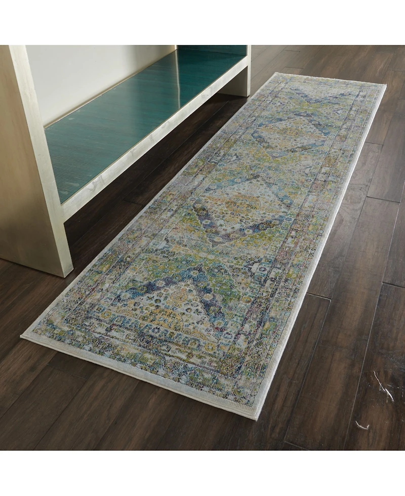 Nourison Home Ankara Global ANR07 Blue and Green 2' x 6' Runner Rug