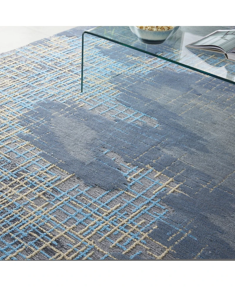 Nourison Home Symmetry SMM08 Blue and Beige 8'6" x 11'6" Area Rug