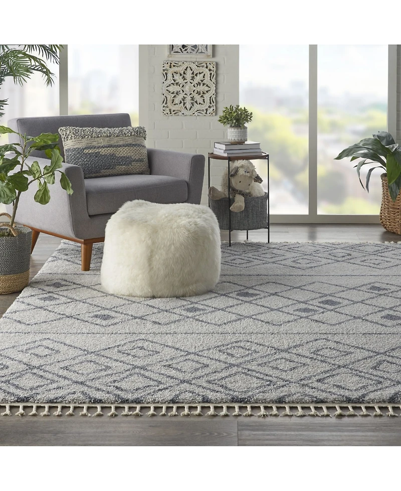 Nourison Home Serenity Shag SRS02 Gray and Slate 7'10" x 10'6" Area Rug