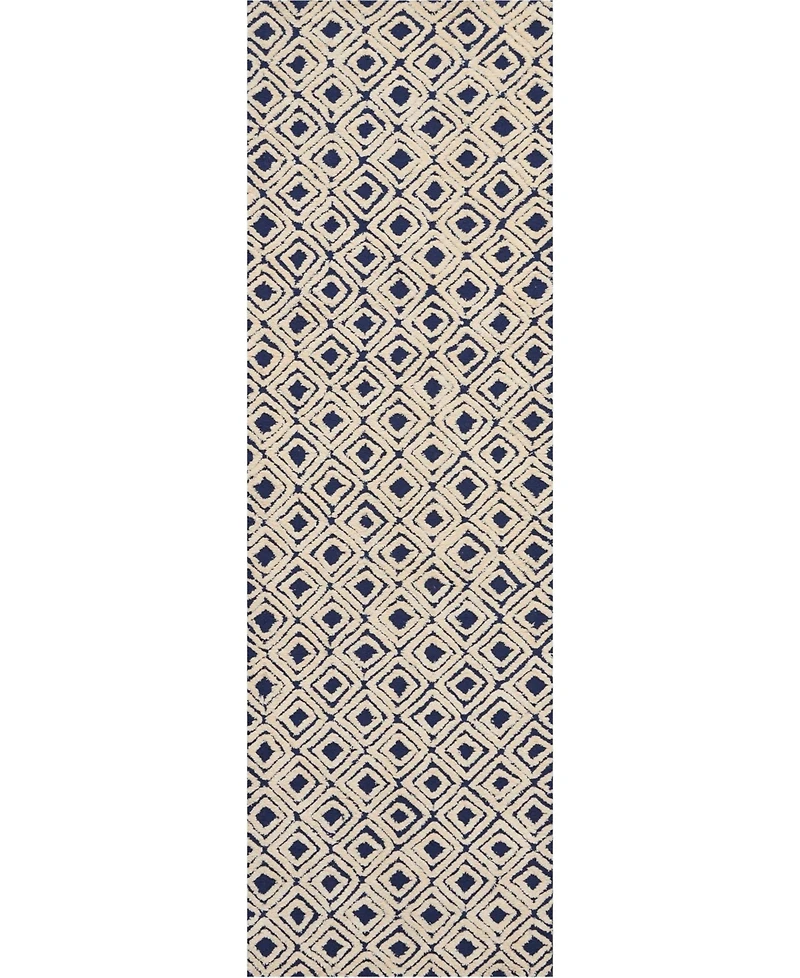 Nourison Home Deco Mod DEC02 Navy and Ivory 2'3" x 7'6" Runner Rug