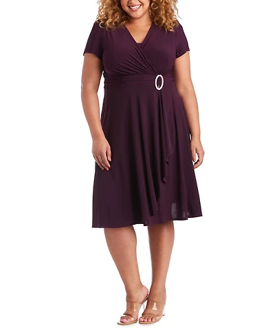 R & M Richards Plus Size Cascade Dress
