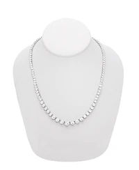 Graduated Cubic Zirconia Tennis Necklace In Silver Plate or Gold Plate