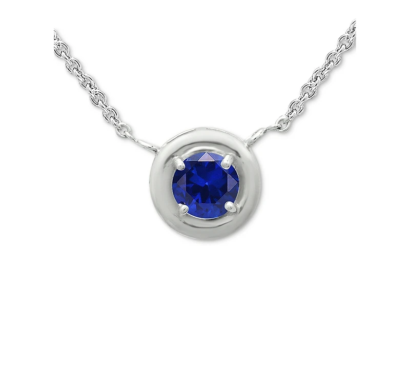Giani Bernini Blue Cubic Zirconia Framed 16" Pendant Necklace, Created for Macy's