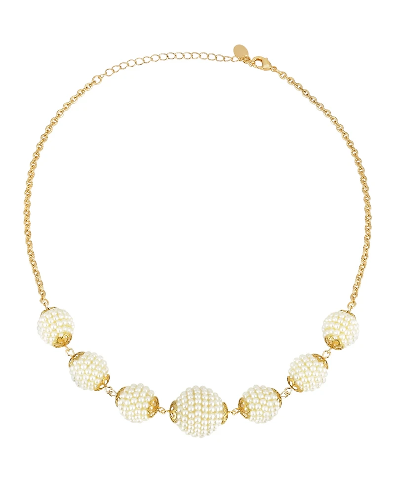 2028 Gold-Tone Multi Round Faux Seeded Ball 16" Adjustable Necklace