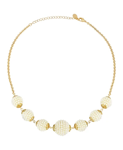 2028 Gold-Tone Multi Round Faux Seeded Ball 16" Adjustable Necklace