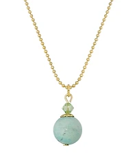 2028 Gold-Tone Semi Precious Turquoise Round Beaded Drop 18" Necklace