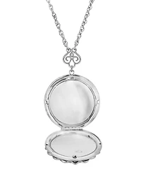 2028 Silver-Tone Round Crystal Locket 30" Necklace