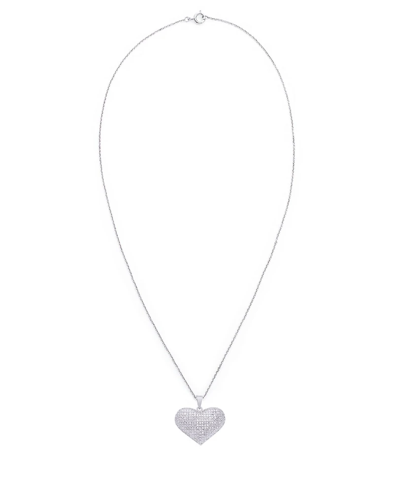 Macy's Diamond Accent Silver-plated Heart Pendant Necklace