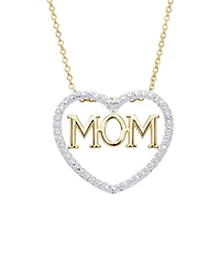 Macy's Diamond Accent Gold-plated Mom Heart Pendant Necklace