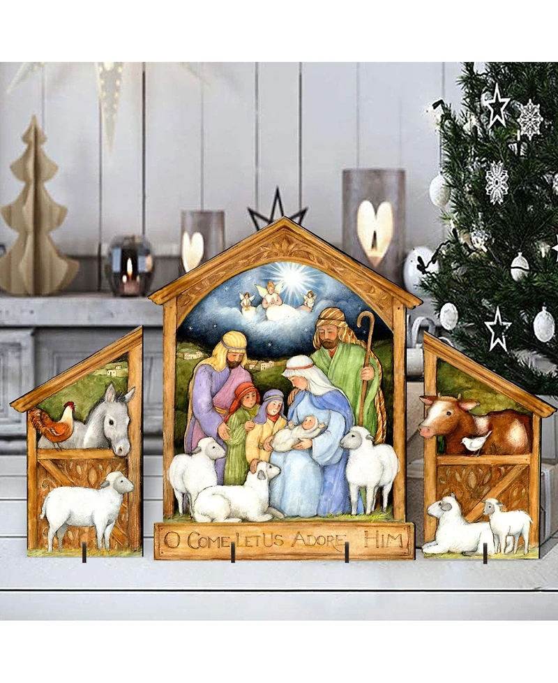 Designocracy by Susan Winget Holly Family Nativity Outdoor, Wall and Lawn Decor, Set of 3