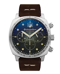 Spinnaker Men's Hull Chrono Dark Brown Genuine Leather Strap Watch 42mm