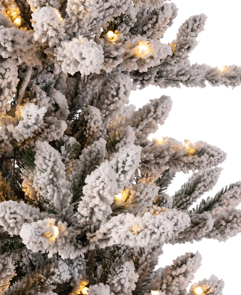 Glitzhome Pre-Lit Snow Flocked Fir Christmas Tree with 400 Warm Lights