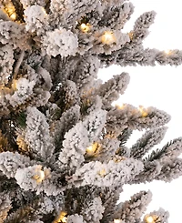 Glitzhome Pre-Lit Snow Flocked Fir Christmas Tree with 400 Warm Lights