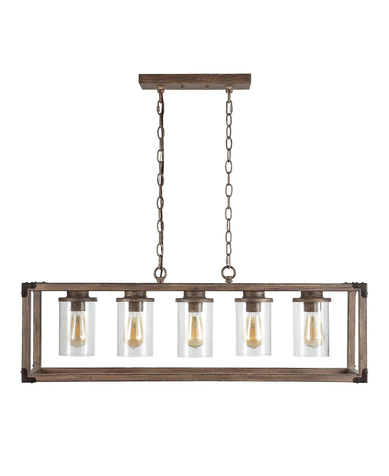 Jonathan Y Zeniba 5-Light Linear Adjustable Rustic Farmhouse Led Pendant