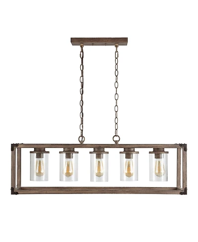 Jonathan Y Zeniba 5-Light Linear Adjustable Rustic Farmhouse Led Pendant