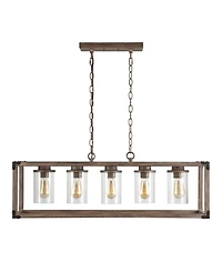 Jonathan Y Zeniba 5-Light Linear Adjustable Rustic Farmhouse Led Pendant