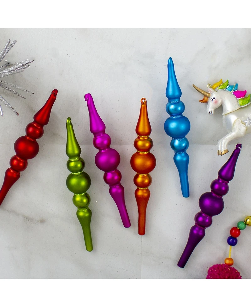 Northlight Count Vibrantly Colo Matte Glass Christmas Finial Ornament