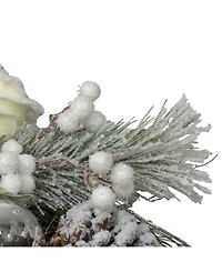 Northlight Unlit Floral Flocked Pine Artificial Grapevine Christmas Wreath