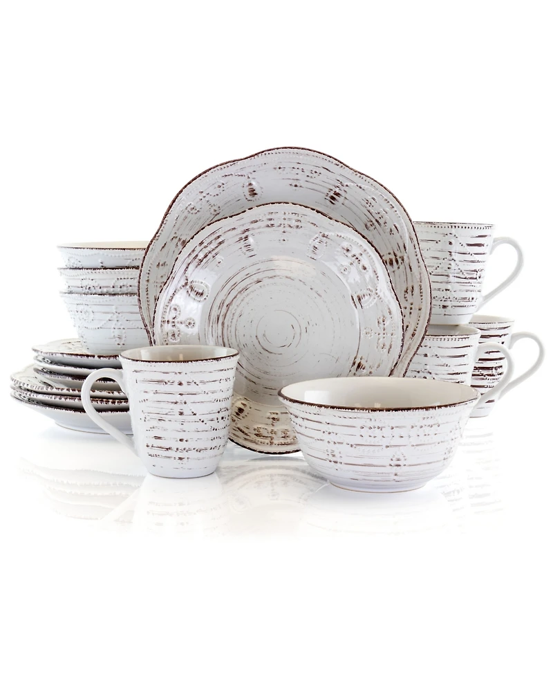 Elama Rustic Birch 16 Pc. Dinnerware Set, Service for 4