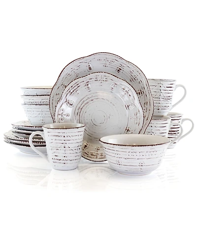 Elama Rustic Birch 16 Pc. Dinnerware Set, Service for 4