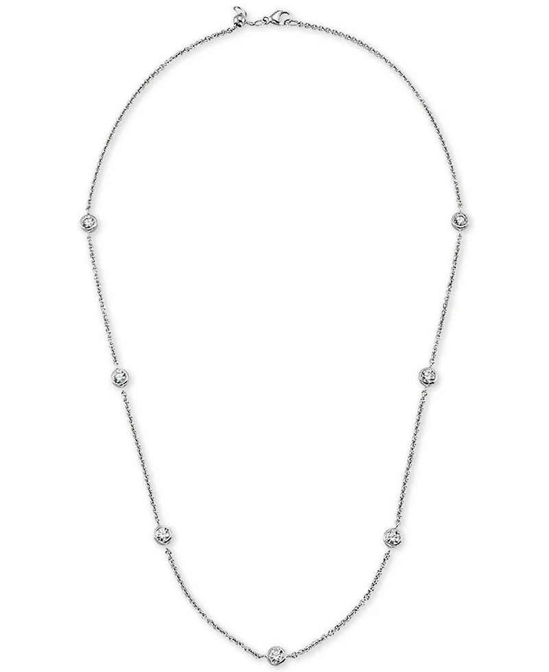 Arabella Sterling Silver Necklace, White Round-Cut Cubic Zirconia 7-Station Necklace (3-1/6 ct. t.w.)