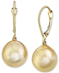 Cultured Golden South Sea Oval Pearl (11mm) Drop Earrings In 14k Gold