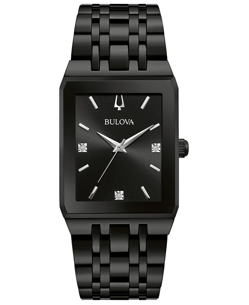 Bulova Men's Futuro Diamond-Accent Black Stainless Steel Bracelet Watch 45x30mm