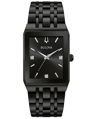 Bulova Men's Futuro Diamond-Accent Black Stainless Steel Bracelet Watch 45x30mm