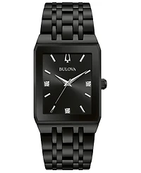Bulova Men's Futuro Diamond-Accent Black Stainless Steel Bracelet Watch 45x30mm