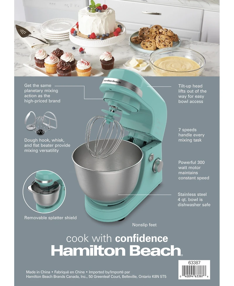 Hamilton Beach 7-Speed 4 Quart Stand Mixer, 300 Watts