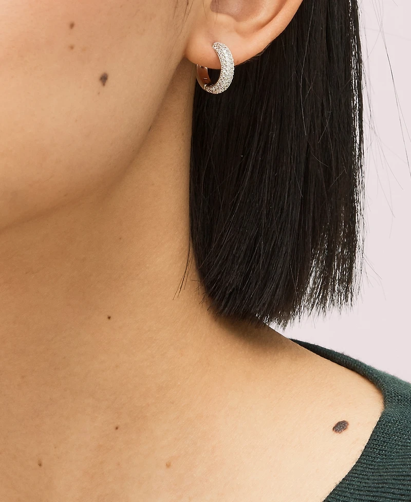 Kate Spade New York Gold-Tone Small Pave Huggie Hoop Earrings, 0.62"