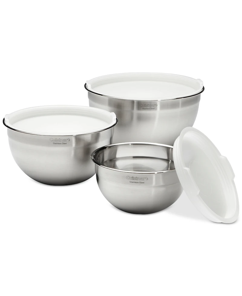 Cuisinart Stainless Steel Mixing Bowls with Lids, Set of 3